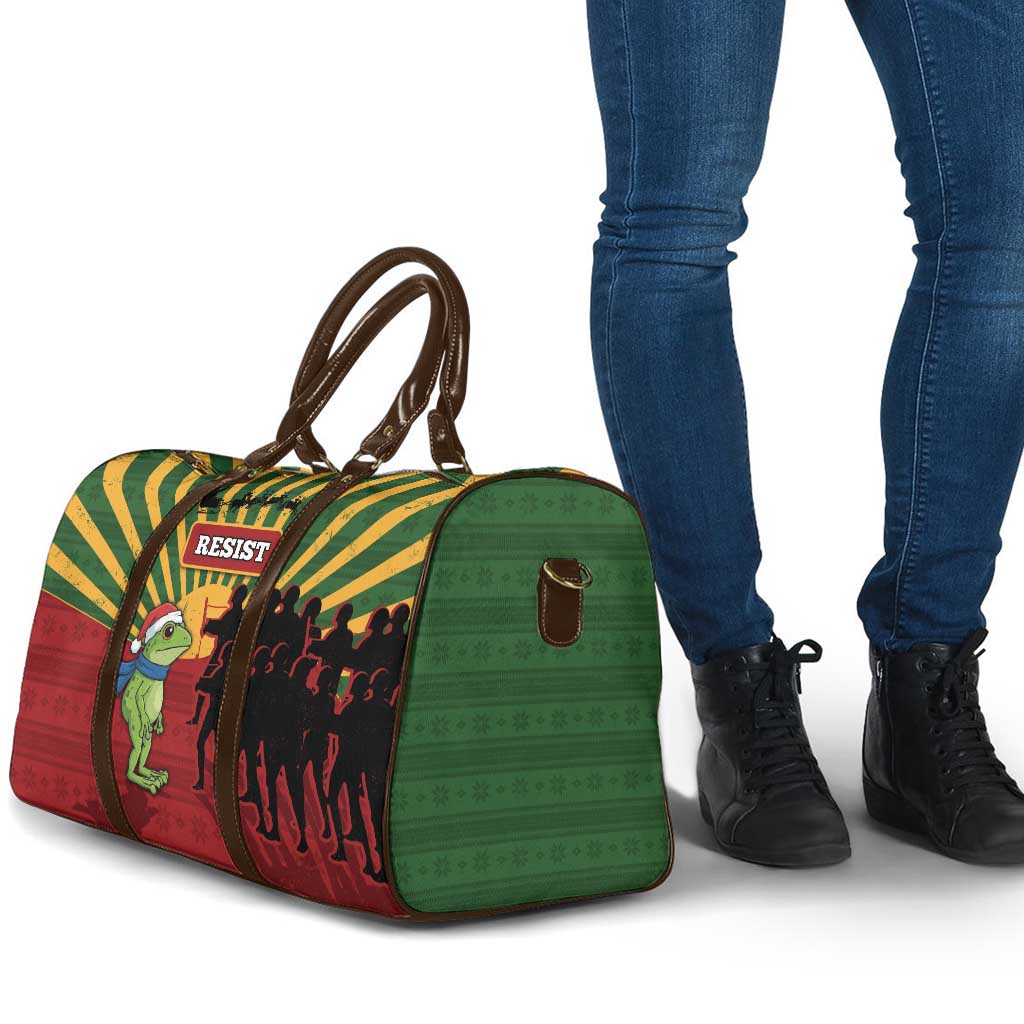 Merry Resistmas Travel Bag Resist Portland Frog - Wonder Print Shop