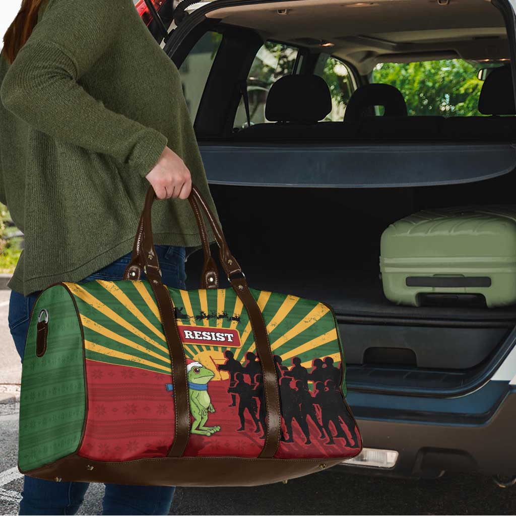 Merry Resistmas Travel Bag Resist Portland Frog - Wonder Print Shop