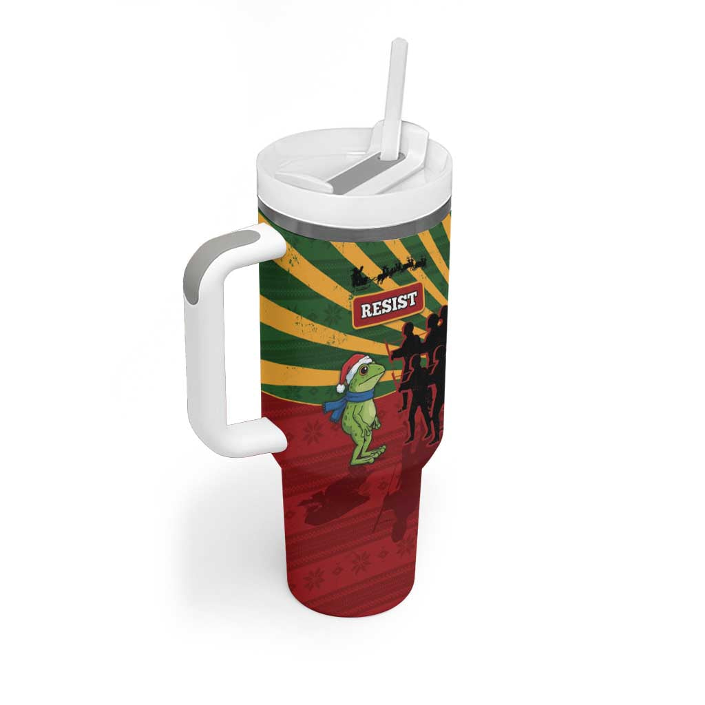 Merry Resistmas Tumbler With Handle Resist Portland Frog - Wonder Print Shop