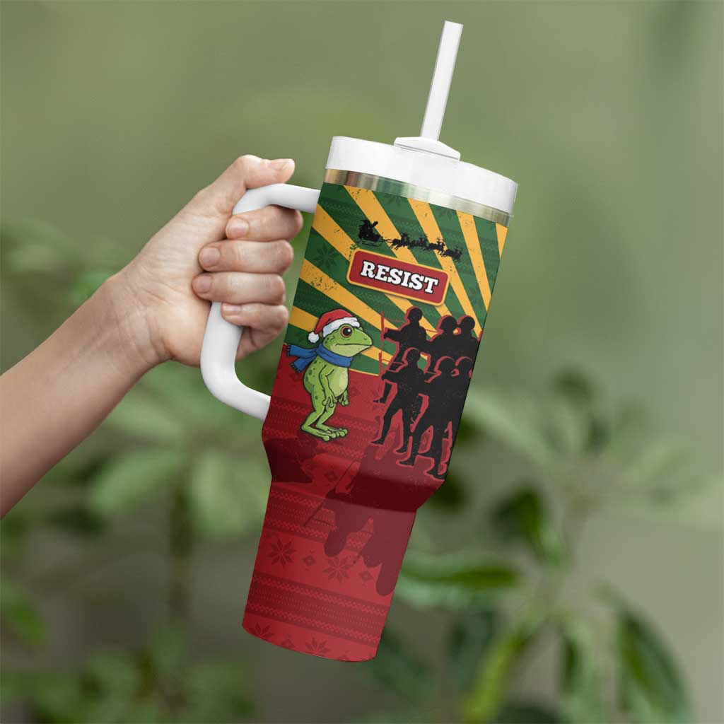 Merry Resistmas Tumbler With Handle Resist Portland Frog - Wonder Print Shop