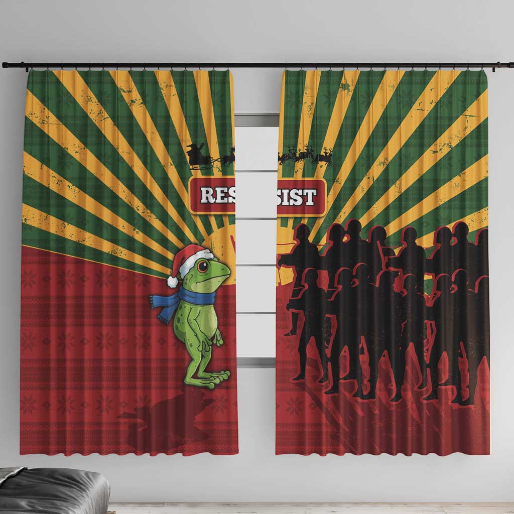 Merry Resistmas Window Curtain Resist Portland Frog - Wonder Print Shop