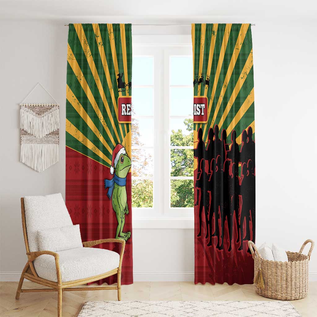 Merry Resistmas Window Curtain Resist Portland Frog - Wonder Print Shop