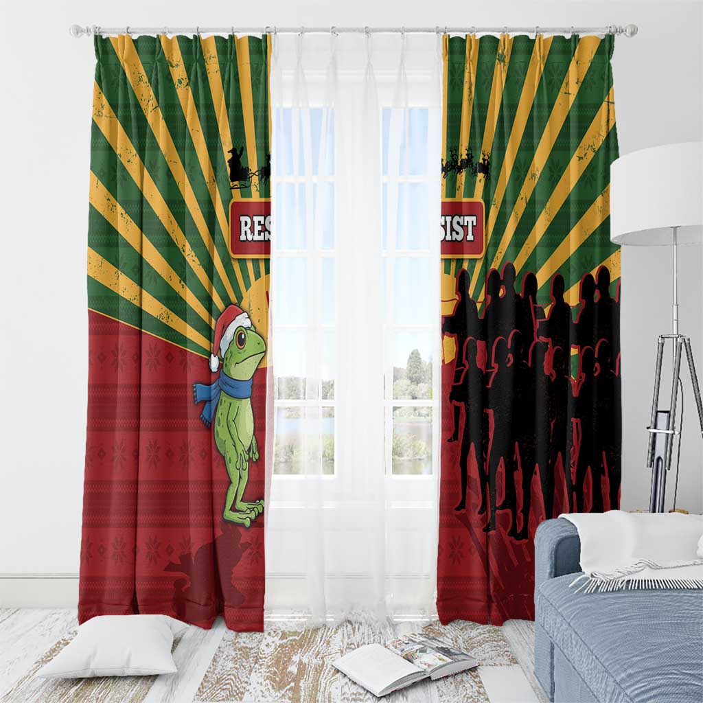 Merry Resistmas Window Curtain Resist Portland Frog - Wonder Print Shop