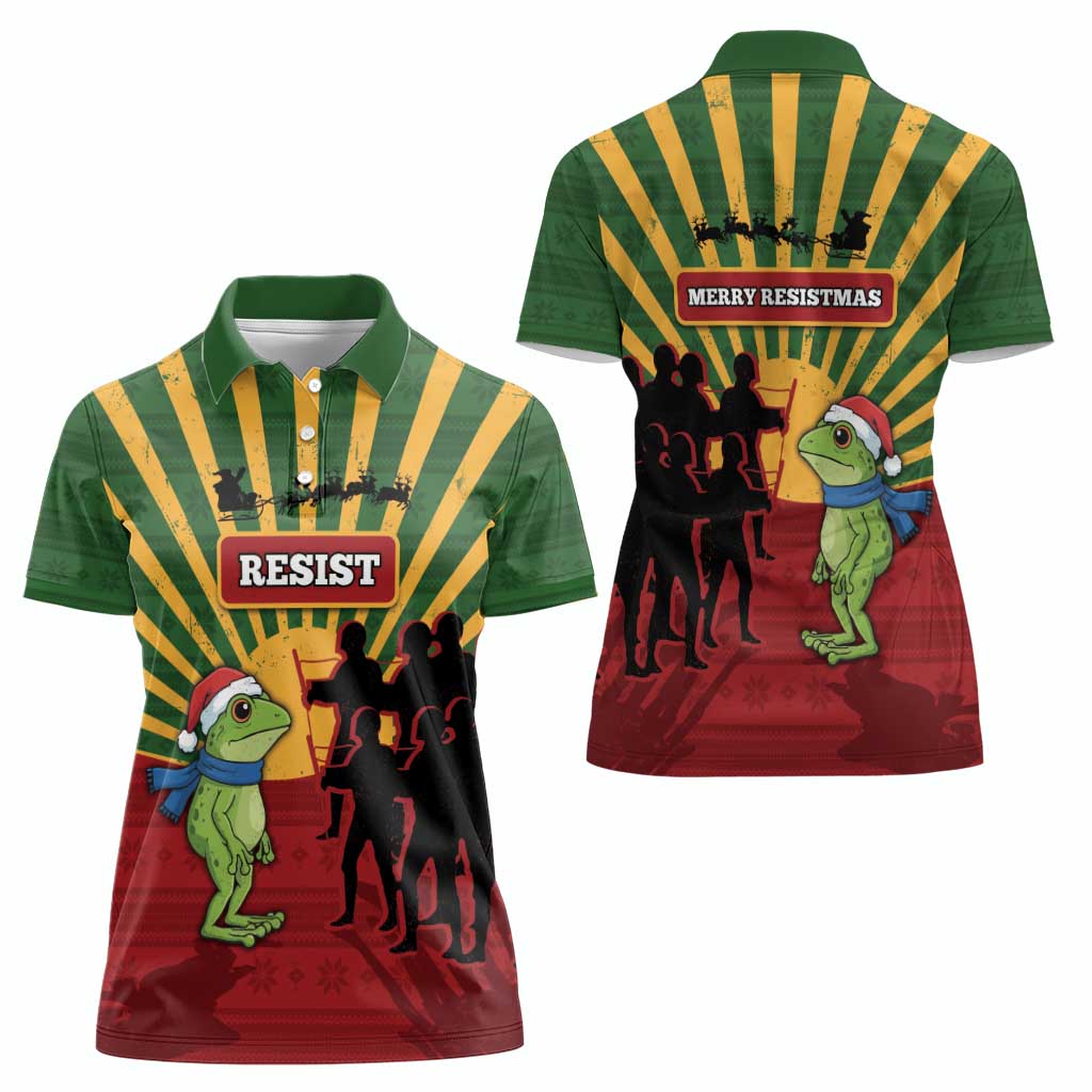 Merry Resistmas Women Polo Shirt Resist Portland Frog - Wonder Print Shop