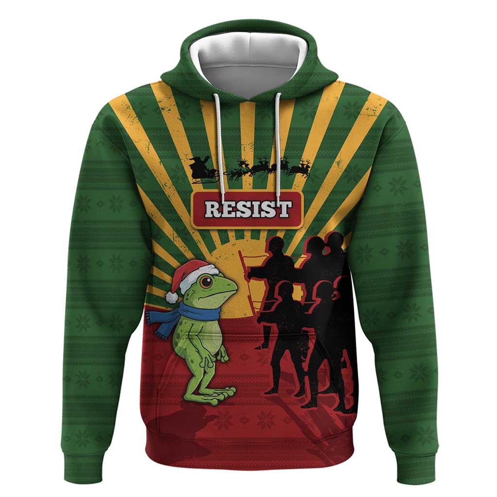 Merry Resistmas Zip Hoodie Resist Portland Frog - Wonder Print Shop