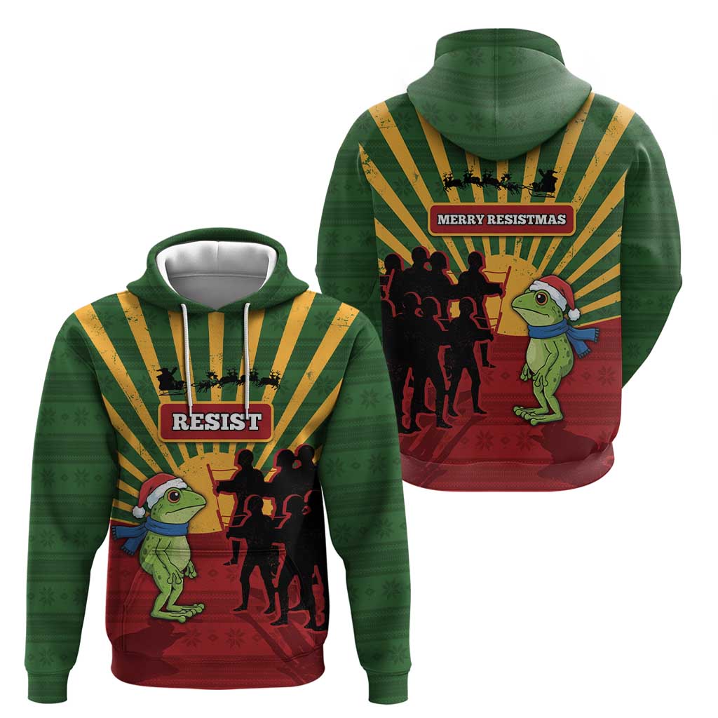 Merry Resistmas Zip Hoodie Resist Portland Frog - Wonder Print Shop