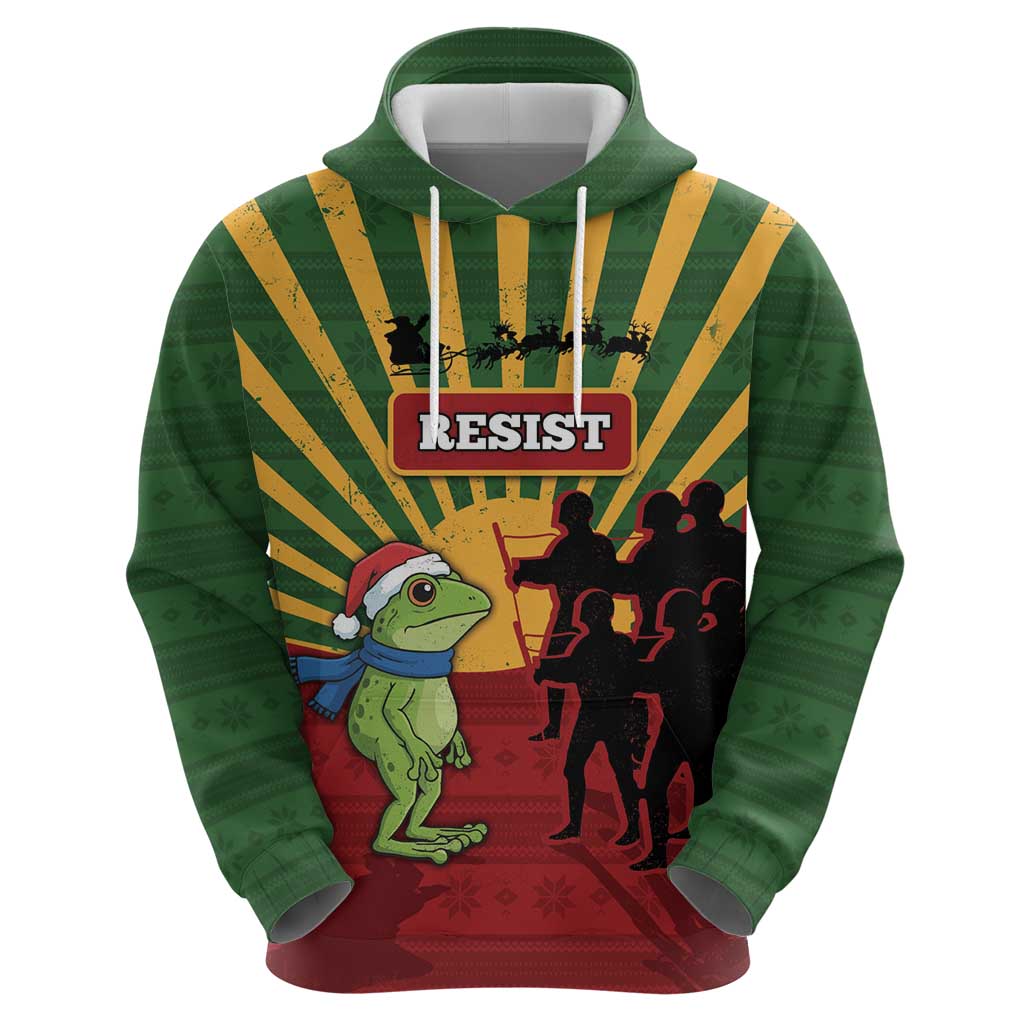 Merry Resistmas Zip Hoodie Resist Portland Frog - Wonder Print Shop