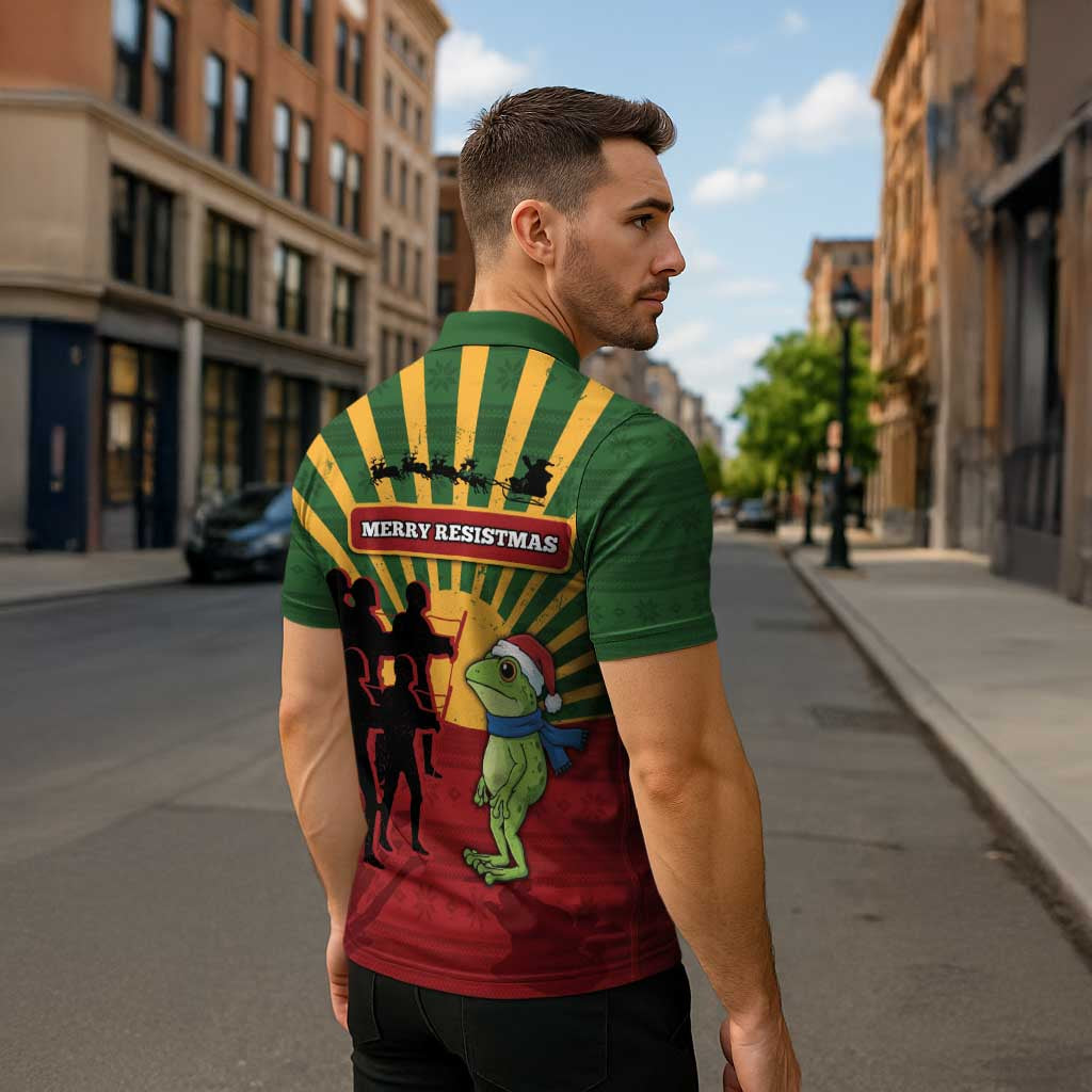 Merry Resistmas Zipper Polo Shirt Resist Portland Frog - Wonder Print Shop