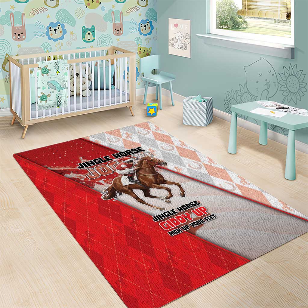 Horse Racing Christmas Area Rug Giddy Up Pick Up Your Feet - Wonder Print Shop