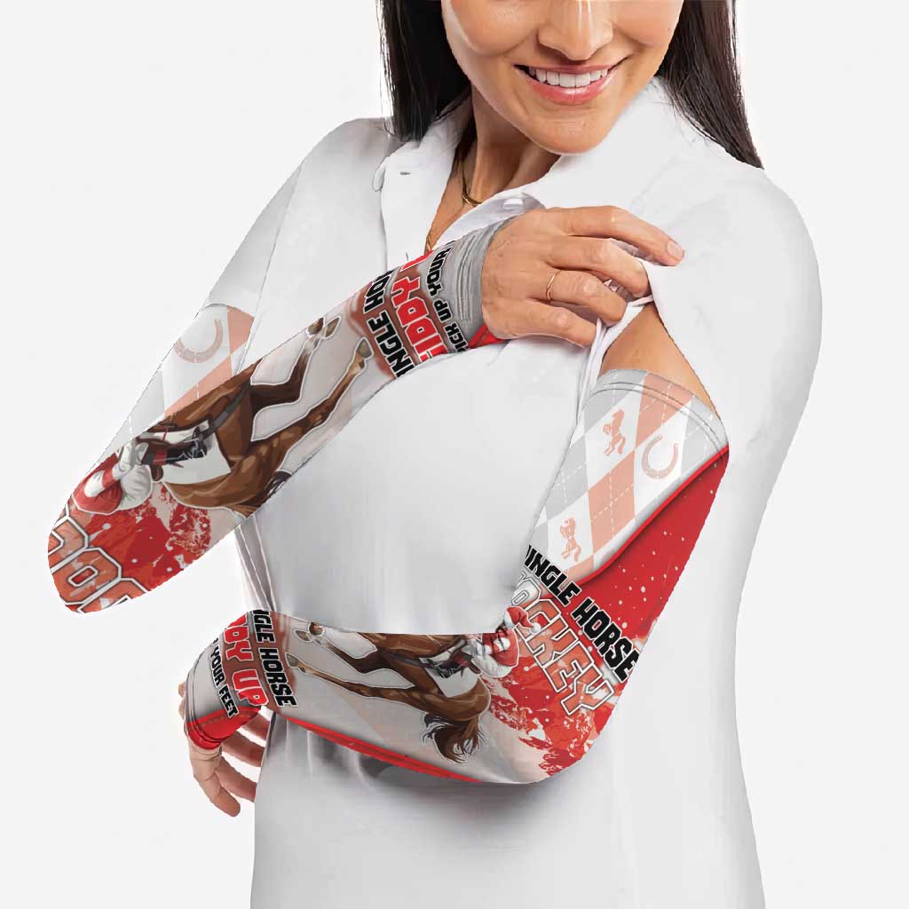 Horse Racing Christmas Arm Sleeves Giddy Up Pick Up Your Feet - Wonder Print Shop