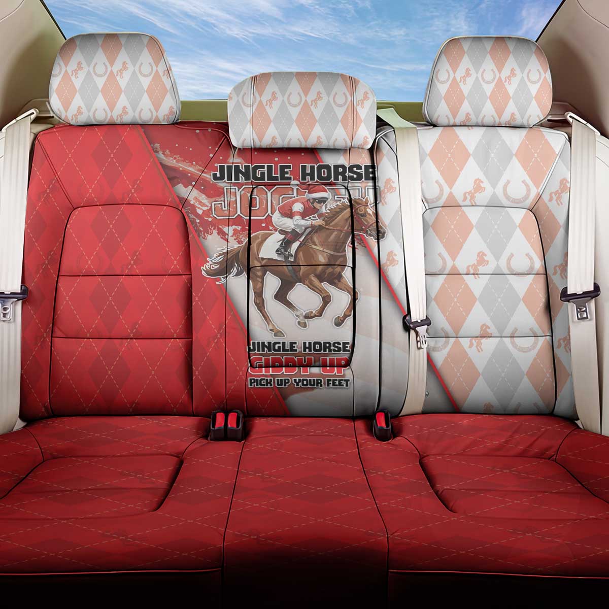 Horse Racing Christmas Back Car Seat Cover Giddy Up Pick Up Your Feet - Wonder Print Shop