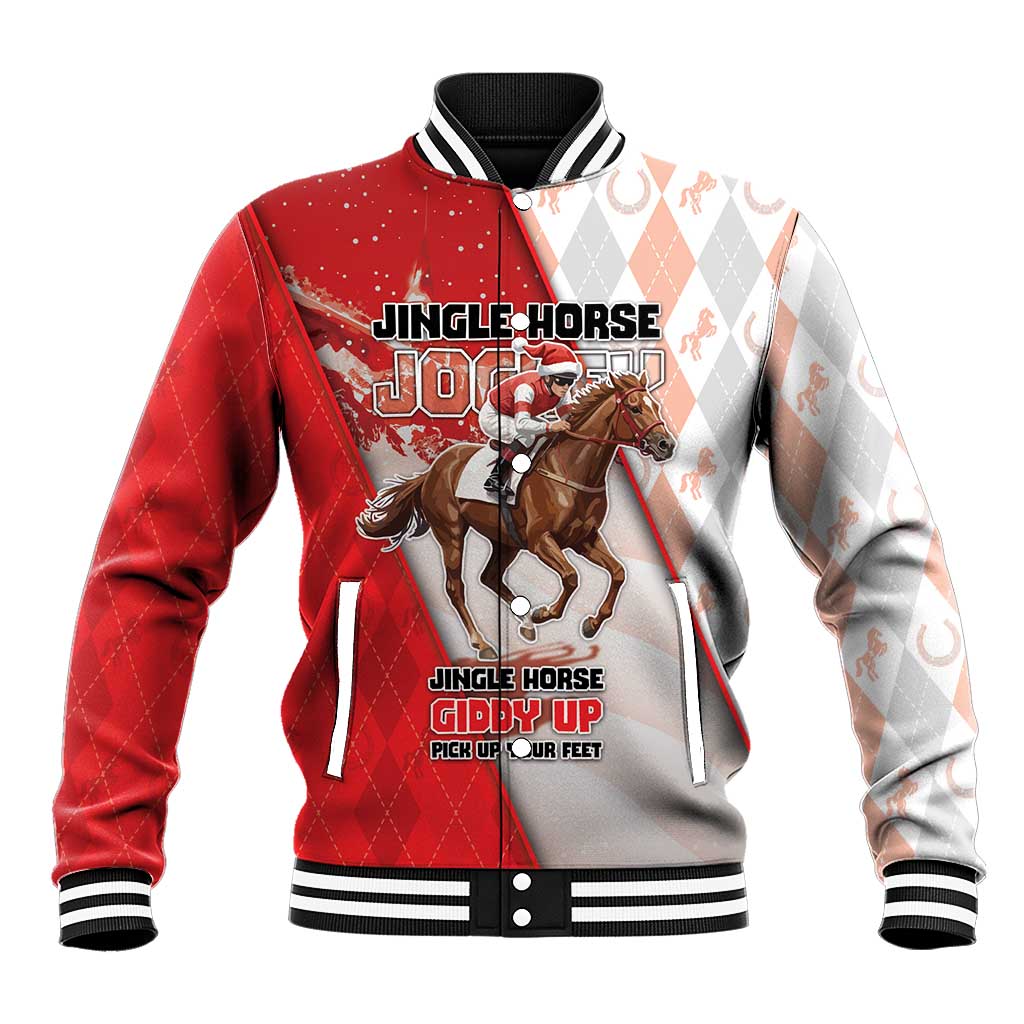 Horse Racing Christmas Baseball Jacket Giddy Up Pick Up Your Feet - Wonder Print Shop