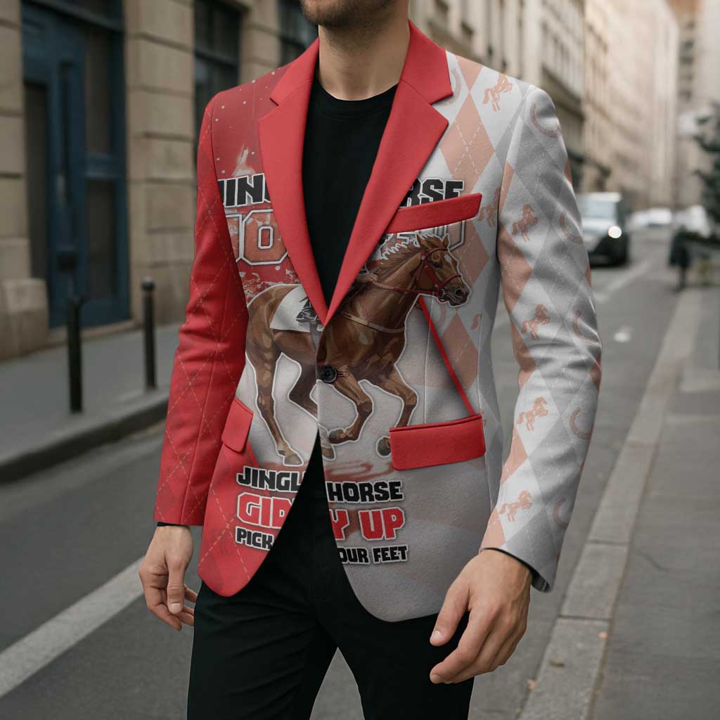 Horse Racing Christmas Blazer Giddy Up Pick Up Your Feet - Wonder Print Shop