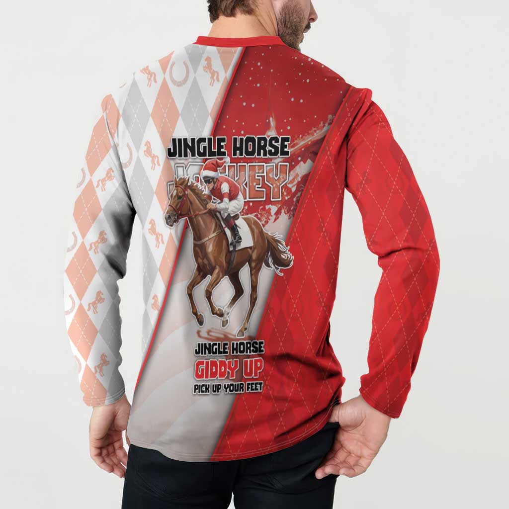 Horse Racing Christmas Button Sweatshirt Giddy Up Pick Up Your Feet - Wonder Print Shop