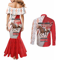 Horse Racing Christmas Couples Matching Mermaid Dress and Long Sleeve Button Shirt Giddy Up Pick Up Your Feet - Wonder Print Shop