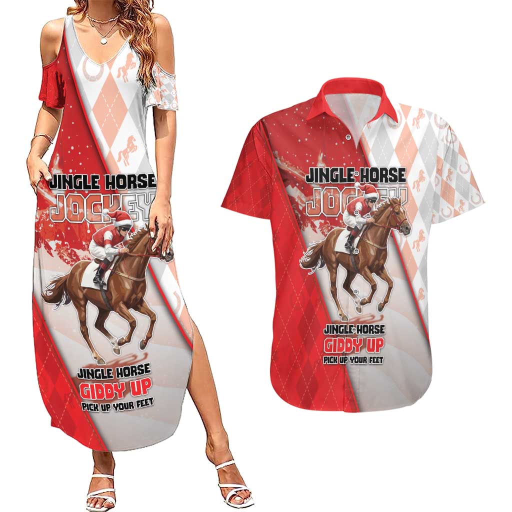 Horse Racing Christmas Couples Matching Summer Maxi Dress and Hawaiian Shirt Giddy Up Pick Up Your Feet - Wonder Print Shop