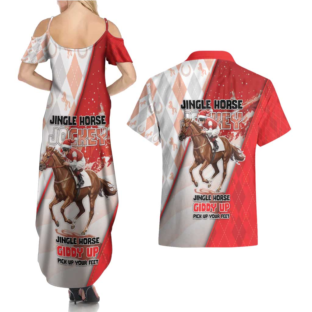 Horse Racing Christmas Couples Matching Summer Maxi Dress and Hawaiian Shirt Giddy Up Pick Up Your Feet - Wonder Print Shop