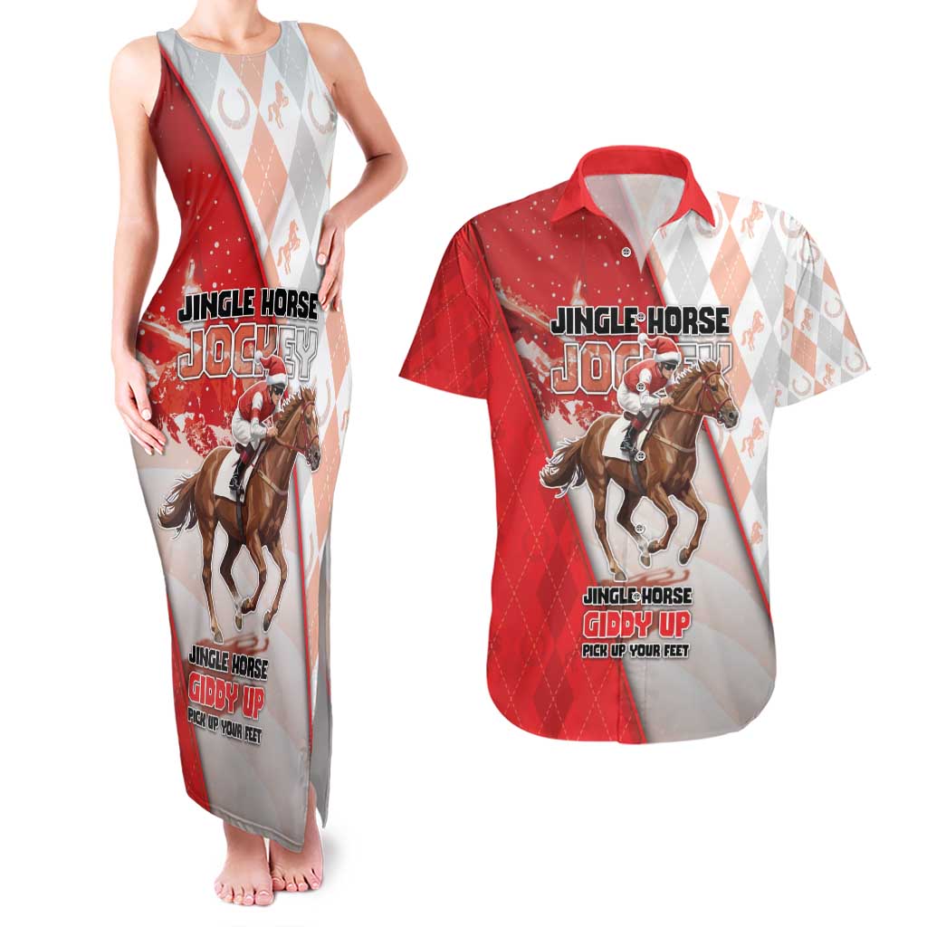 Horse Racing Christmas Couples Matching Tank Maxi Dress and Hawaiian Shirt Giddy Up Pick Up Your Feet - Wonder Print Shop