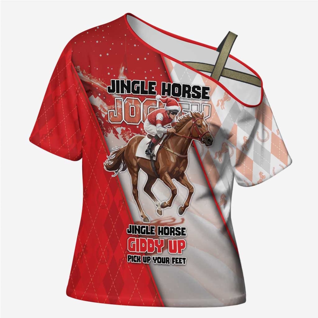 Horse Racing Christmas Cross Shoulder Shirt Giddy Up Pick Up Your Feet - Wonder Print Shop