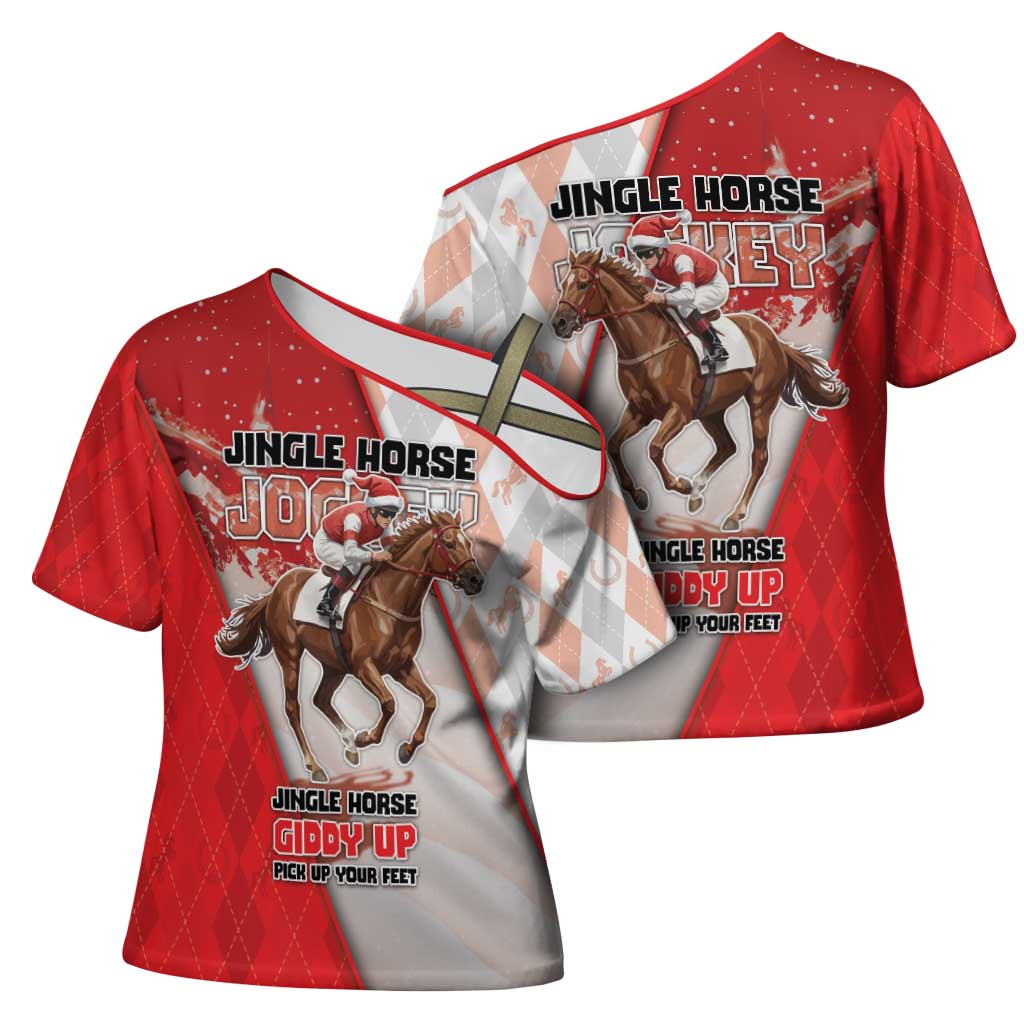 Horse Racing Christmas Cross Shoulder Shirt Giddy Up Pick Up Your Feet - Wonder Print Shop