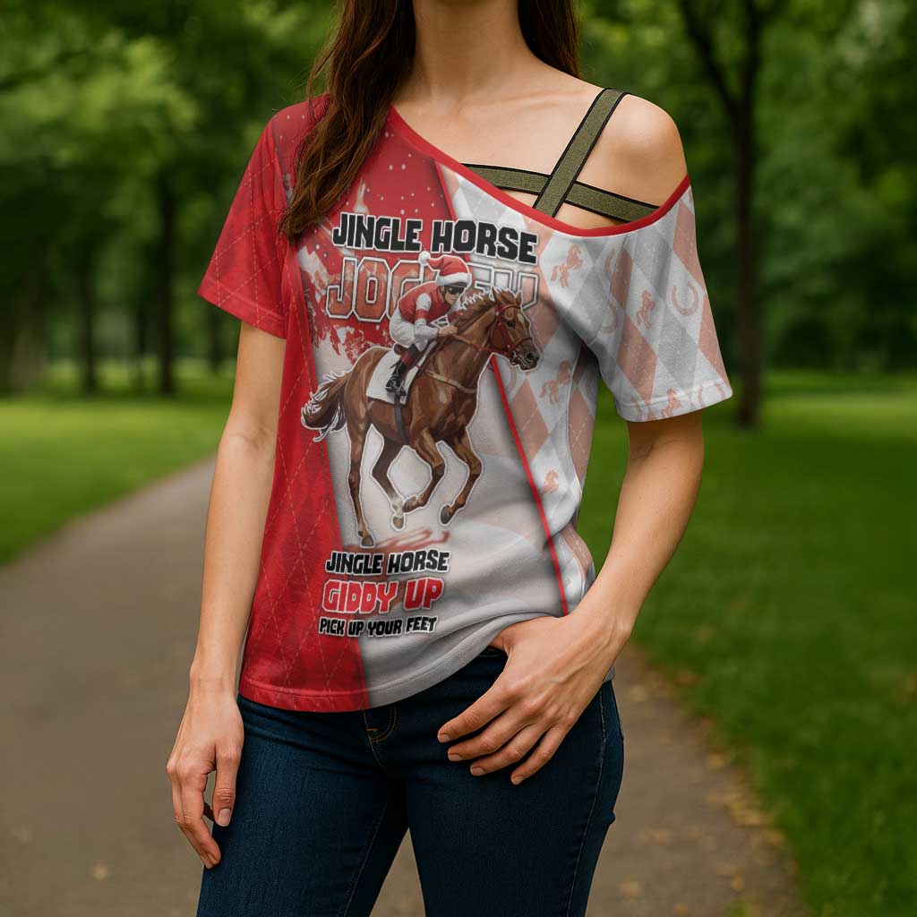 Horse Racing Christmas Cross Shoulder Shirt Giddy Up Pick Up Your Feet - Wonder Print Shop