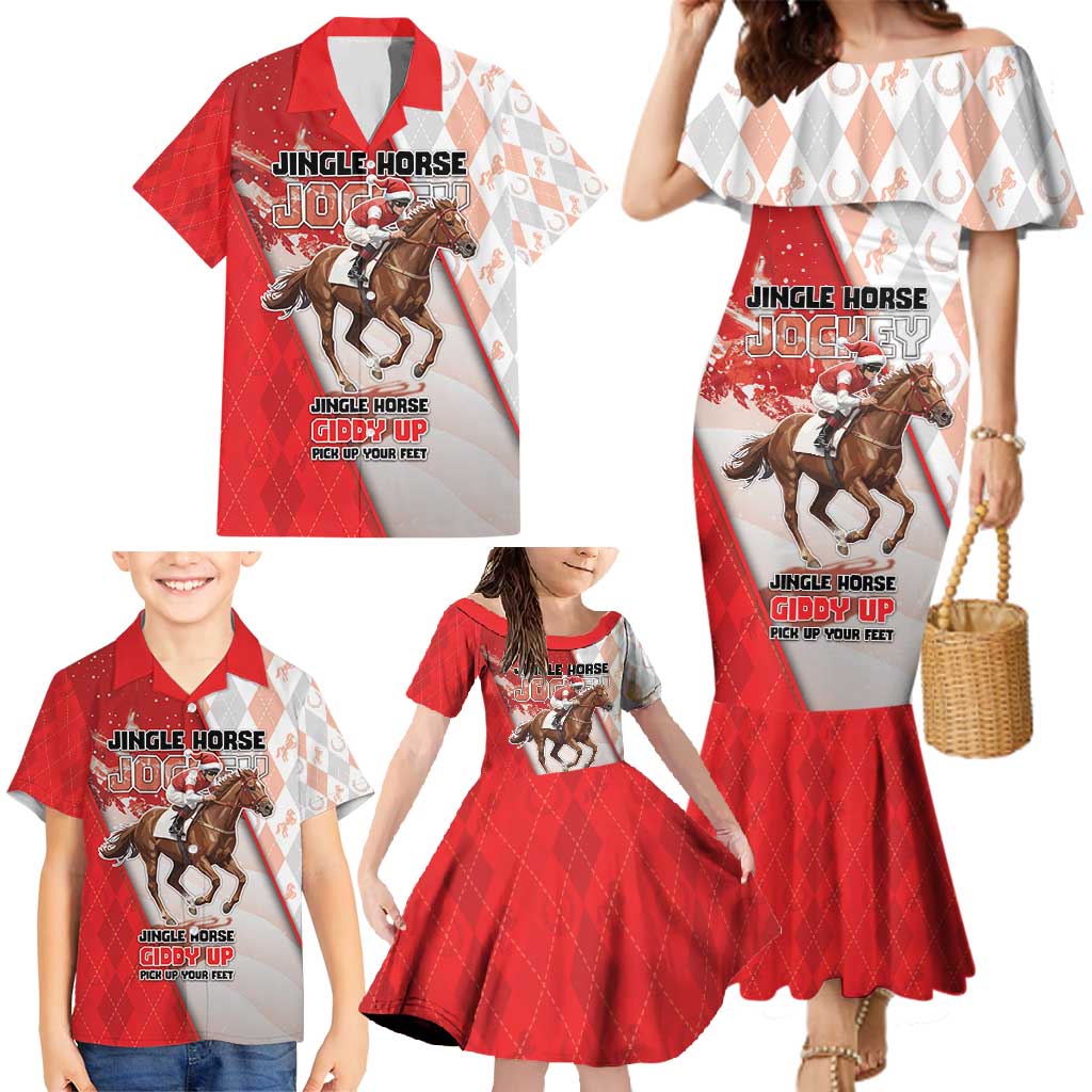 Horse Racing Christmas Family Matching Mermaid Dress and Hawaiian Shirt Giddy Up Pick Up Your Feet - Wonder Print Shop