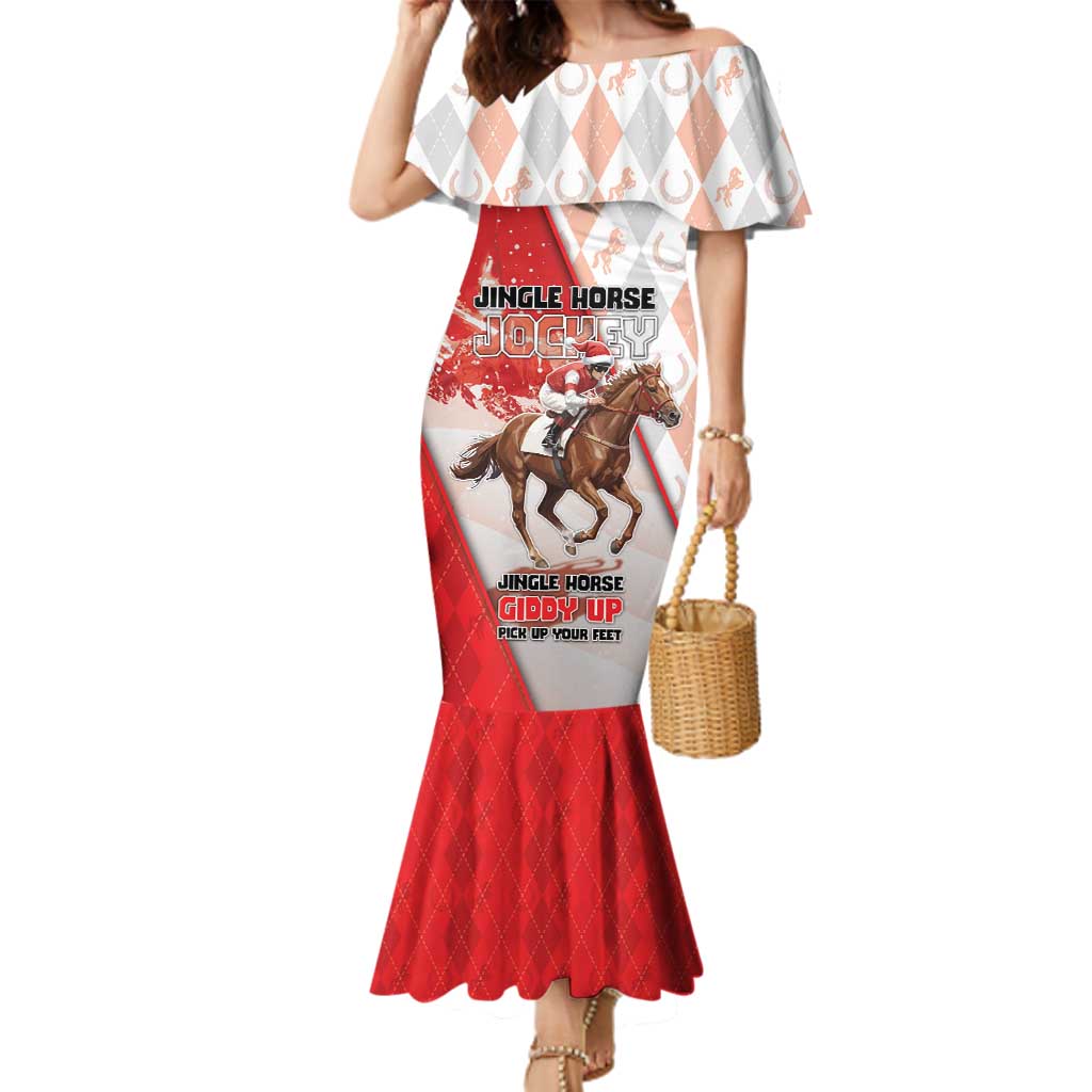 Horse Racing Christmas Family Matching Mermaid Dress and Hawaiian Shirt Giddy Up Pick Up Your Feet - Wonder Print Shop