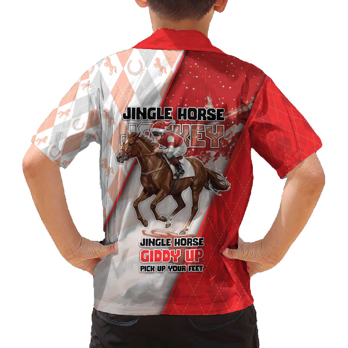 Horse Racing Christmas Family Matching Off The Shoulder Long Sleeve Dress and Hawaiian Shirt Giddy Up Pick Up Your Feet - Wonder Print Shop
