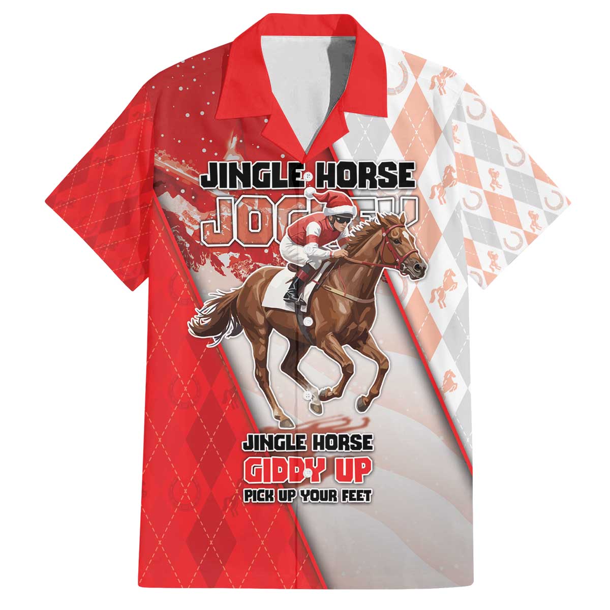 Horse Racing Christmas Family Matching Off The Shoulder Long Sleeve Dress and Hawaiian Shirt Giddy Up Pick Up Your Feet - Wonder Print Shop