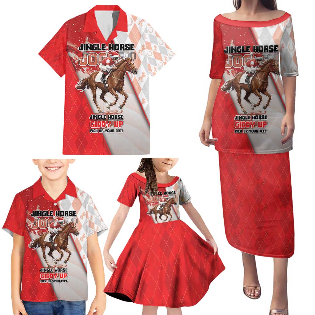 Horse Racing Christmas Family Matching Puletasi and Hawaiian Shirt Giddy Up Pick Up Your Feet - Wonder Print Shop