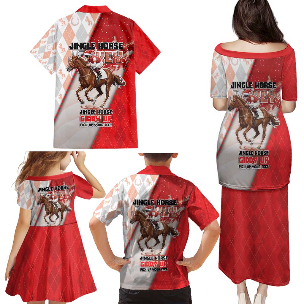 Horse Racing Christmas Family Matching Puletasi and Hawaiian Shirt Giddy Up Pick Up Your Feet - Wonder Print Shop