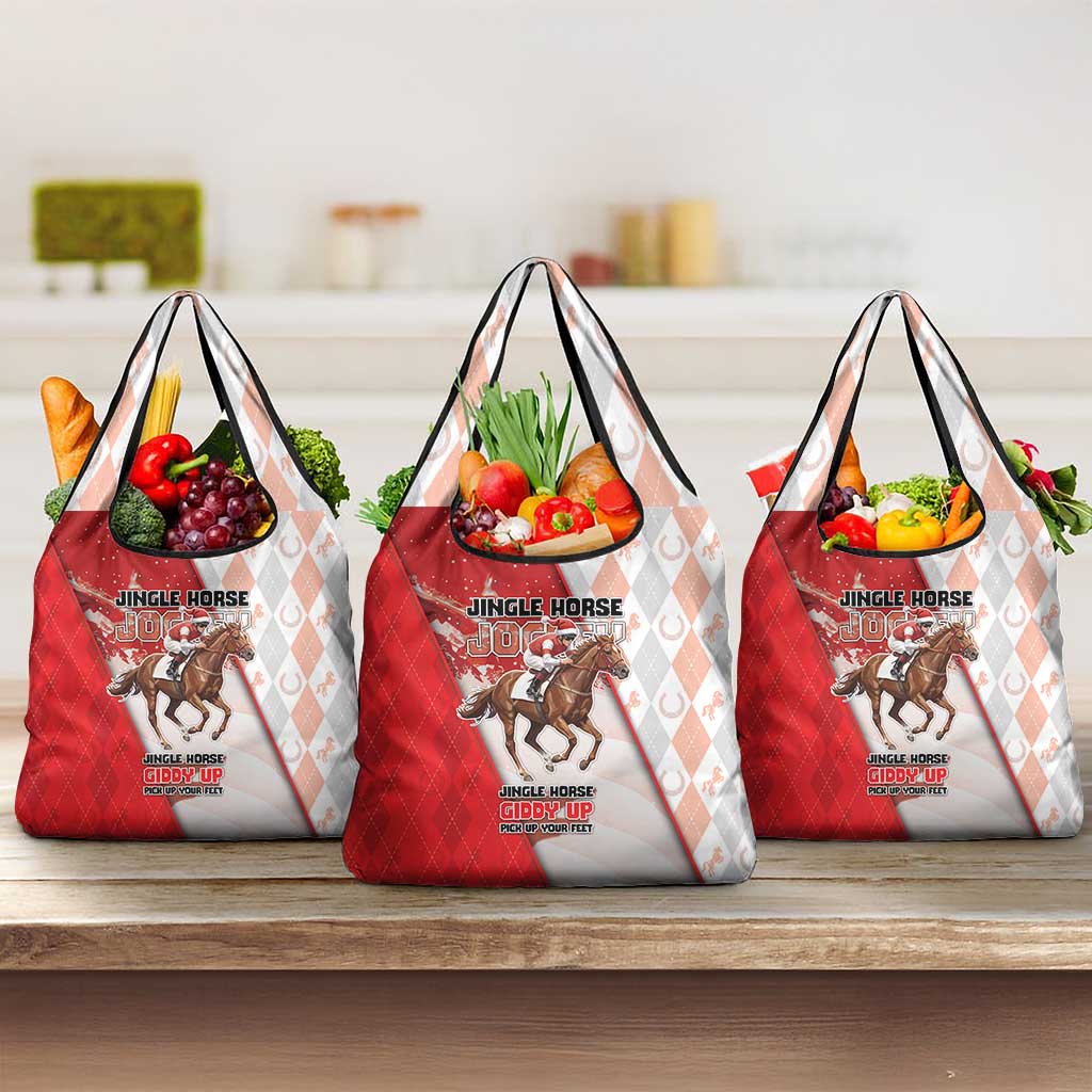 Horse Racing Christmas Grocery Bag Giddy Up Pick Up Your Feet - Wonder Print Shop