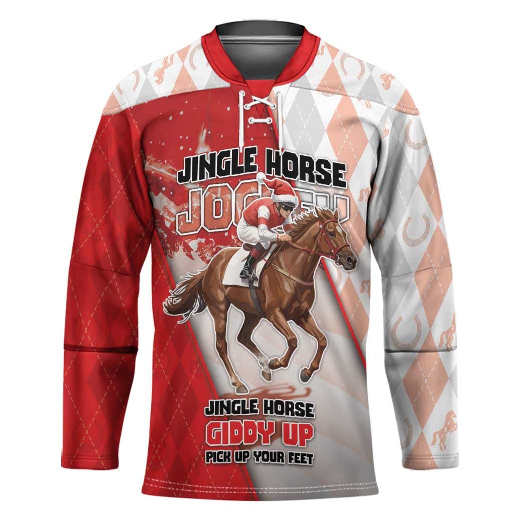 Horse Racing Christmas Hockey Jersey Giddy Up Pick Up Your Feet - Wonder Print Shop