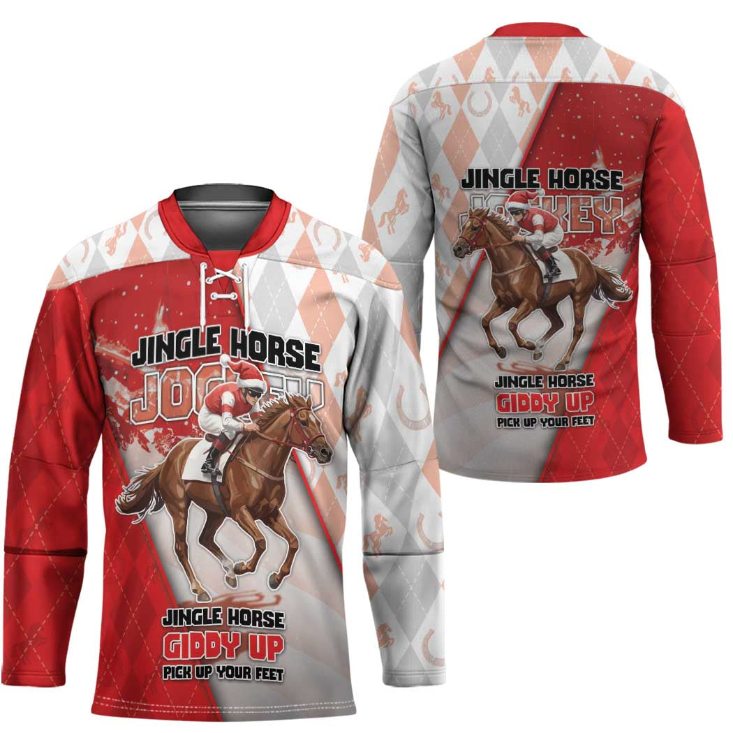 Horse Racing Christmas Hockey Jersey Giddy Up Pick Up Your Feet - Wonder Print Shop