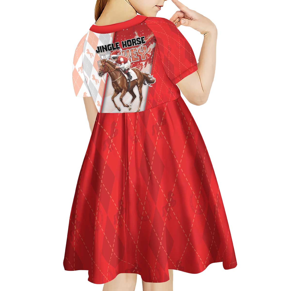 Horse Racing Christmas Kid Short Sleeve Dress Giddy Up Pick Up Your Feet - Wonder Print Shop