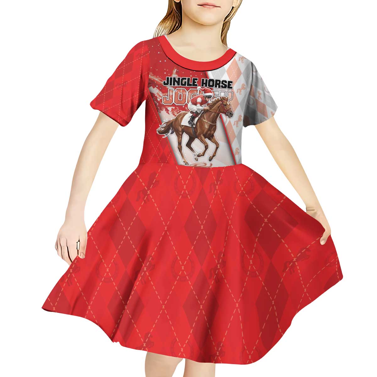 Horse Racing Christmas Kid Short Sleeve Dress Giddy Up Pick Up Your Feet - Wonder Print Shop
