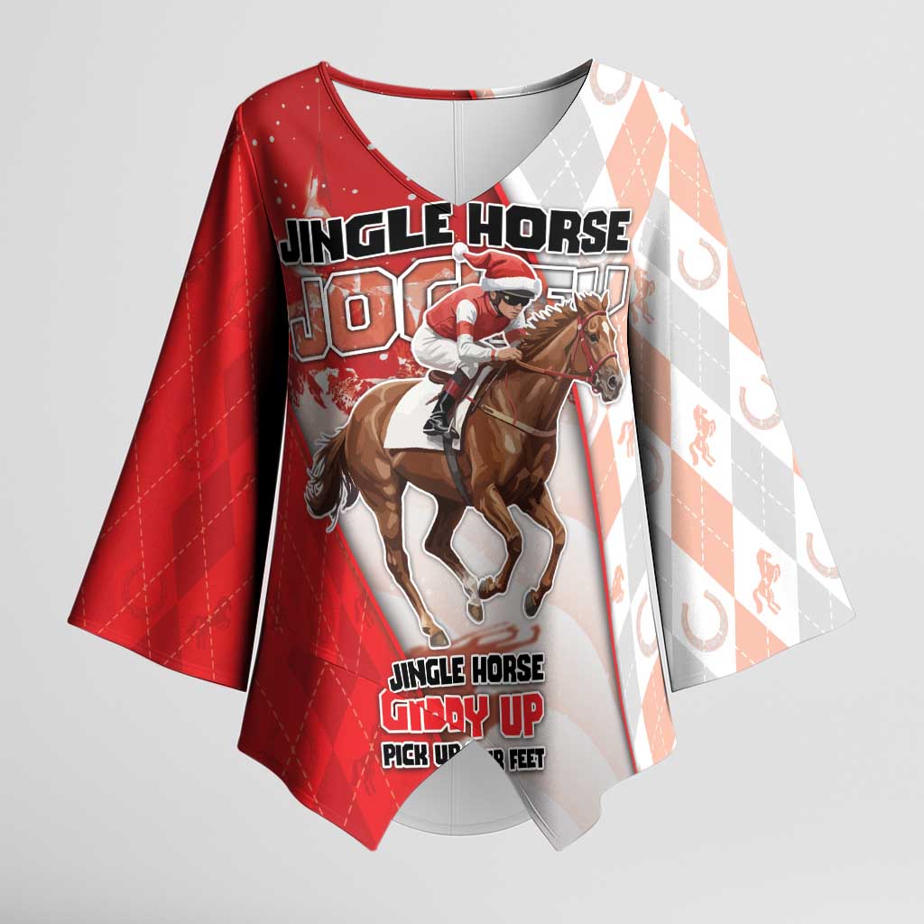 Horse Racing Christmas Kimono Sleeve Blouse Giddy Up Pick Up Your Feet - Wonder Print Shop