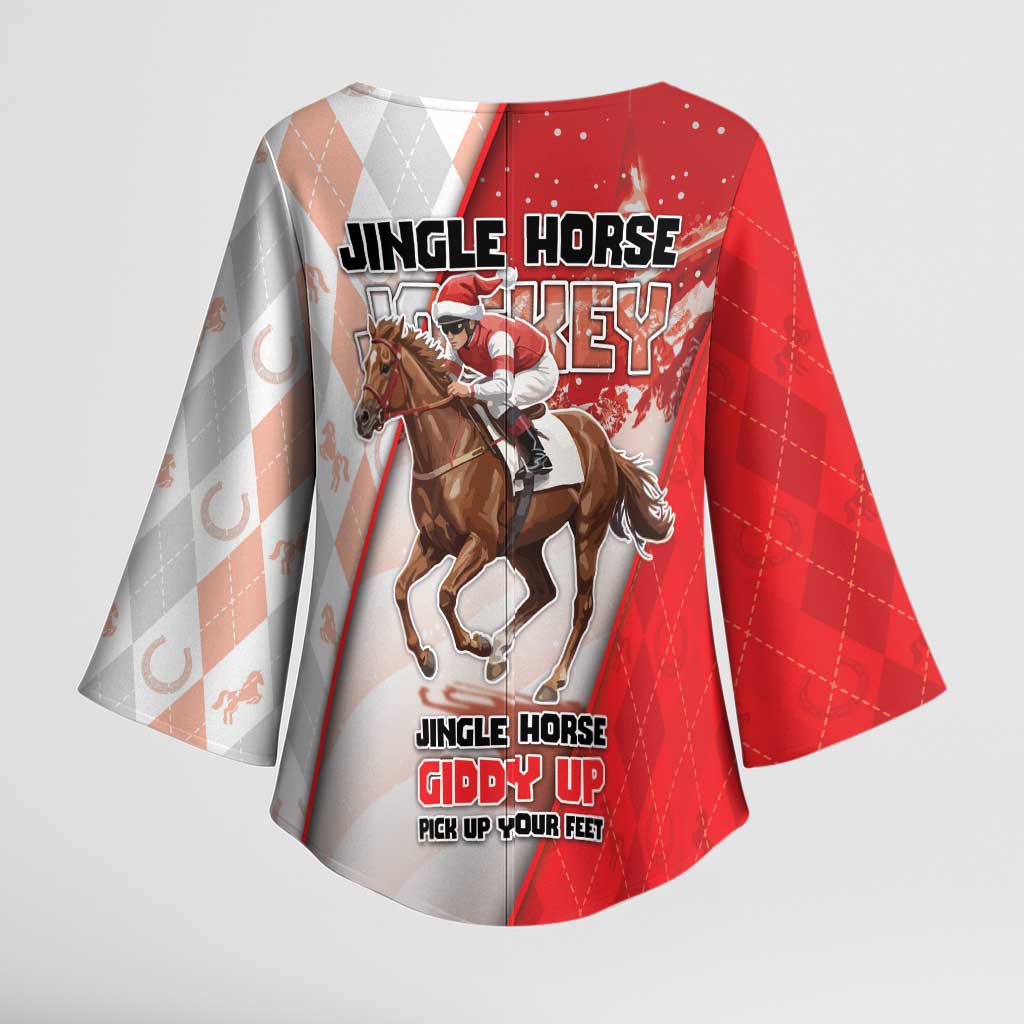 Horse Racing Christmas Kimono Sleeve Blouse Giddy Up Pick Up Your Feet - Wonder Print Shop