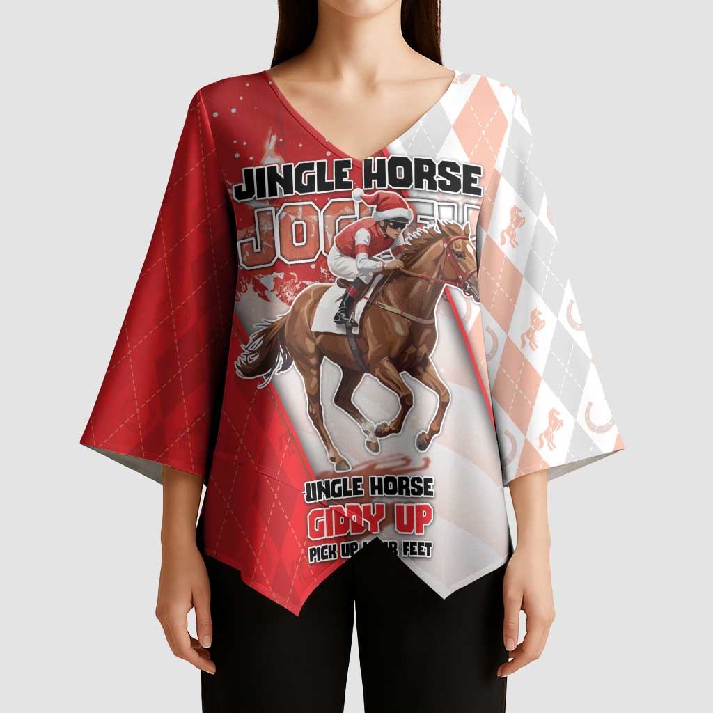 Horse Racing Christmas Kimono Sleeve Blouse Giddy Up Pick Up Your Feet - Wonder Print Shop