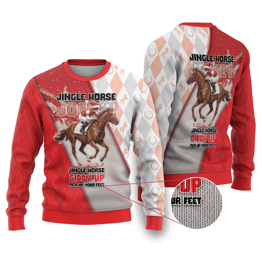 Horse Racing Christmas Ugly Christmas Sweater Giddy Up Pick Up Your Feet - Wonder Print Shop