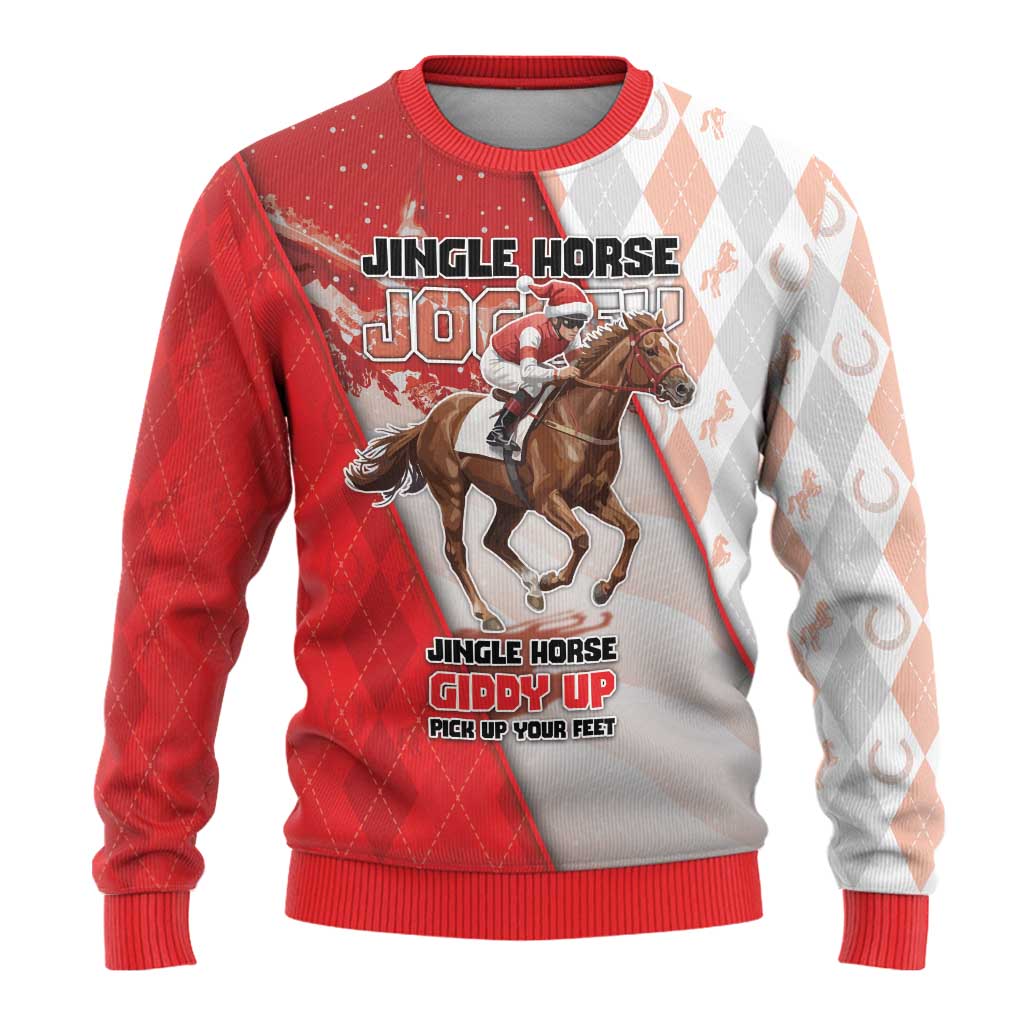 Horse Racing Christmas Ugly Christmas Sweater Giddy Up Pick Up Your Feet - Wonder Print Shop