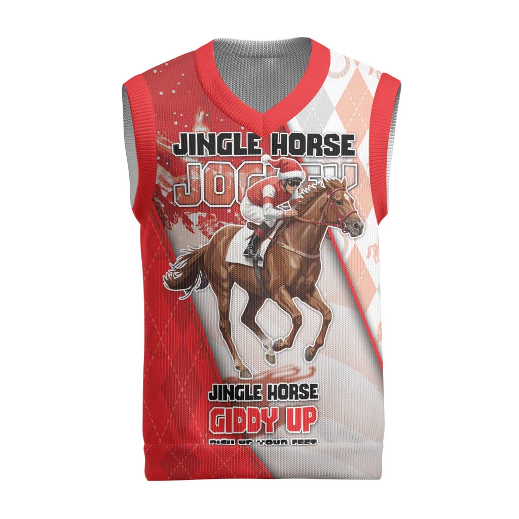 Horse Racing Christmas Knitted V-Neck Vest Giddy Up Pick Up Your Feet - Wonder Print Shop
