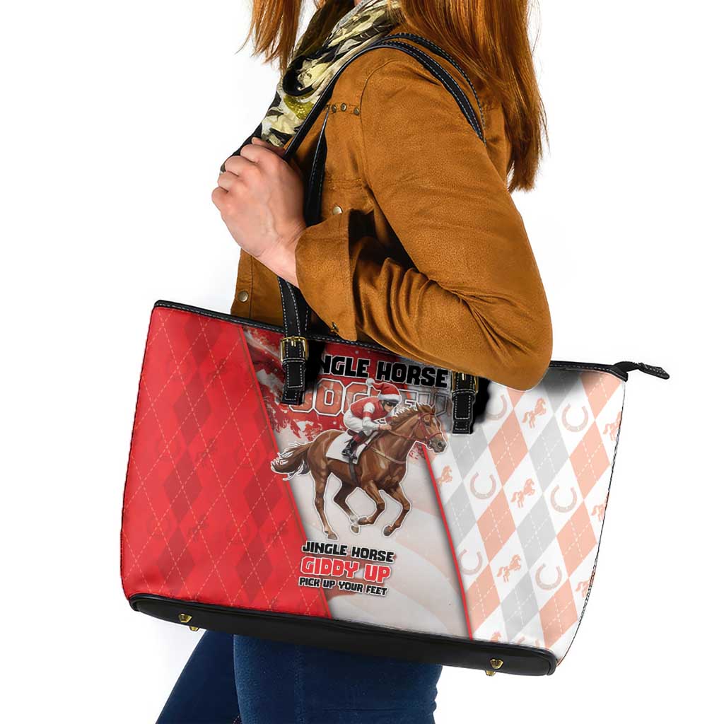 Horse Racing Christmas Leather Tote Bag Giddy Up Pick Up Your Feet - Wonder Print Shop