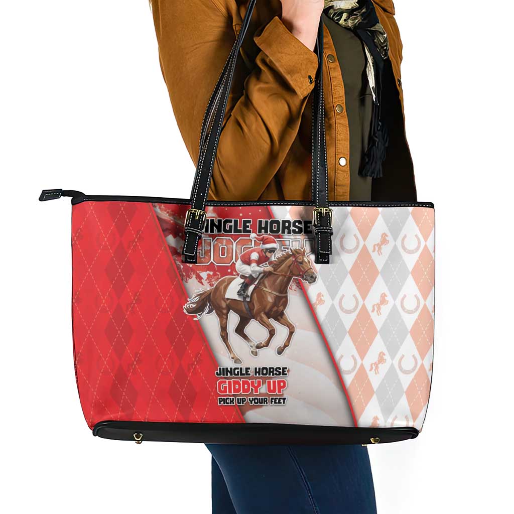 Horse Racing Christmas Leather Tote Bag Giddy Up Pick Up Your Feet - Wonder Print Shop