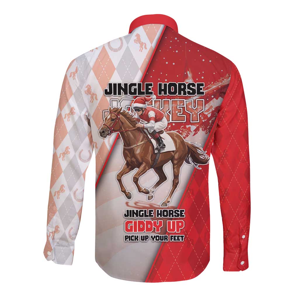 Horse Racing Christmas Long Sleeve Button Shirt Giddy Up Pick Up Your Feet - Wonder Print Shop