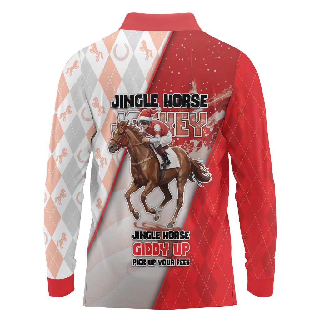 Horse Racing Christmas Long Sleeve Polo Shirt Giddy Up Pick Up Your Feet - Wonder Print Shop