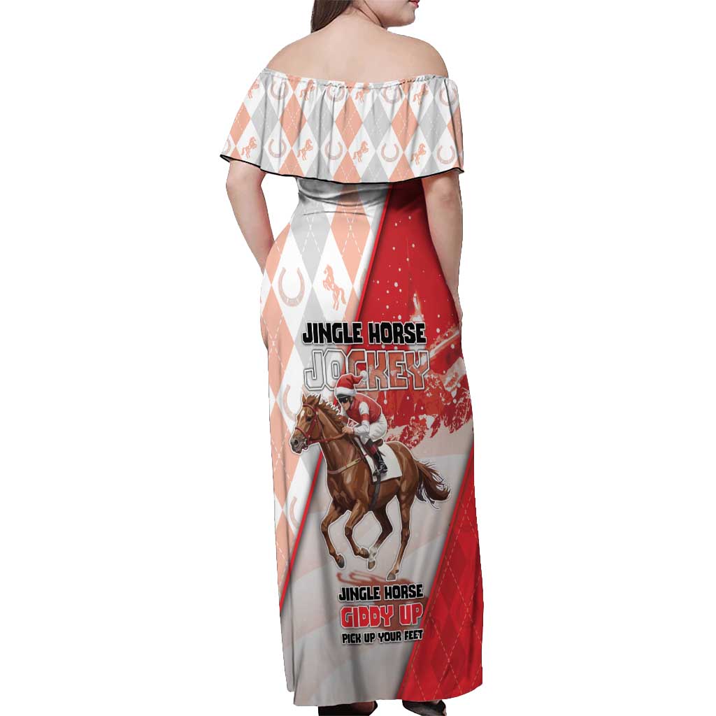 Horse Racing Christmas Off Shoulder Maxi Dress Giddy Up Pick Up Your Feet - Wonder Print Shop