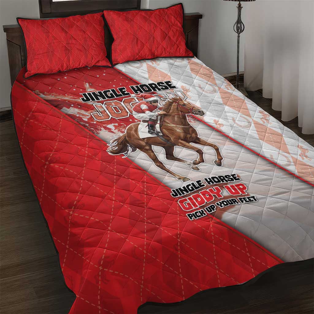 Horse Racing Christmas Quilt Bed Set Giddy Up Pick Up Your Feet - Wonder Print Shop