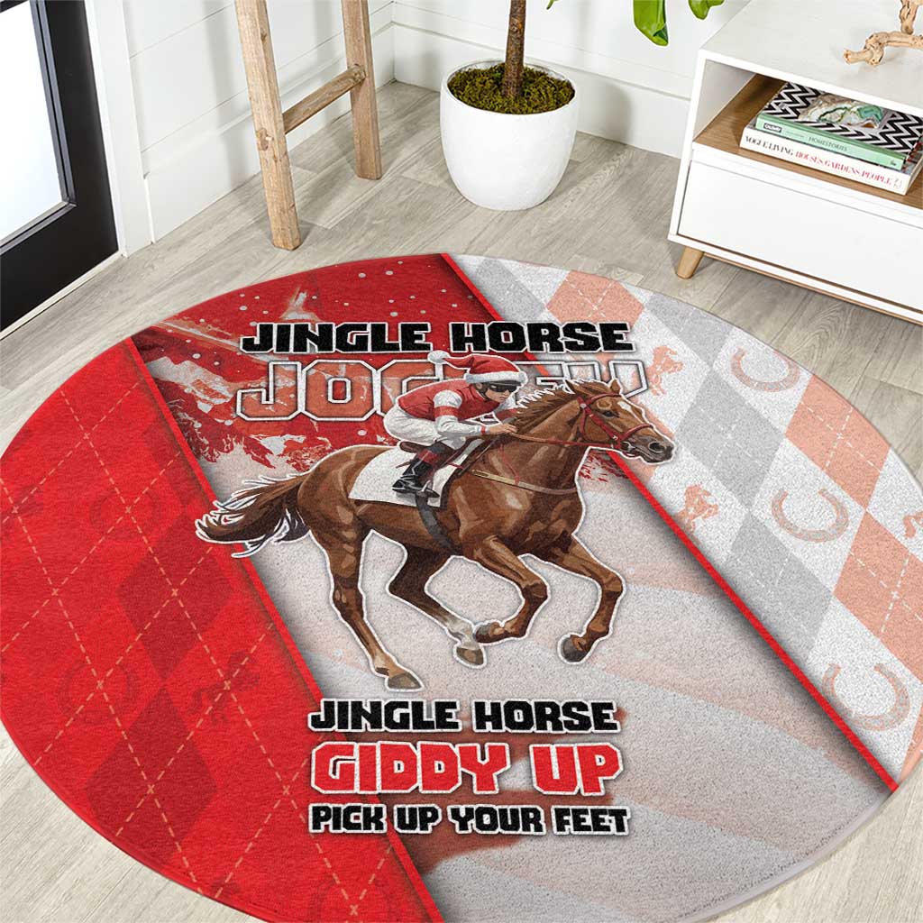 Horse Racing Christmas Round Carpet Giddy Up Pick Up Your Feet - Wonder Print Shop