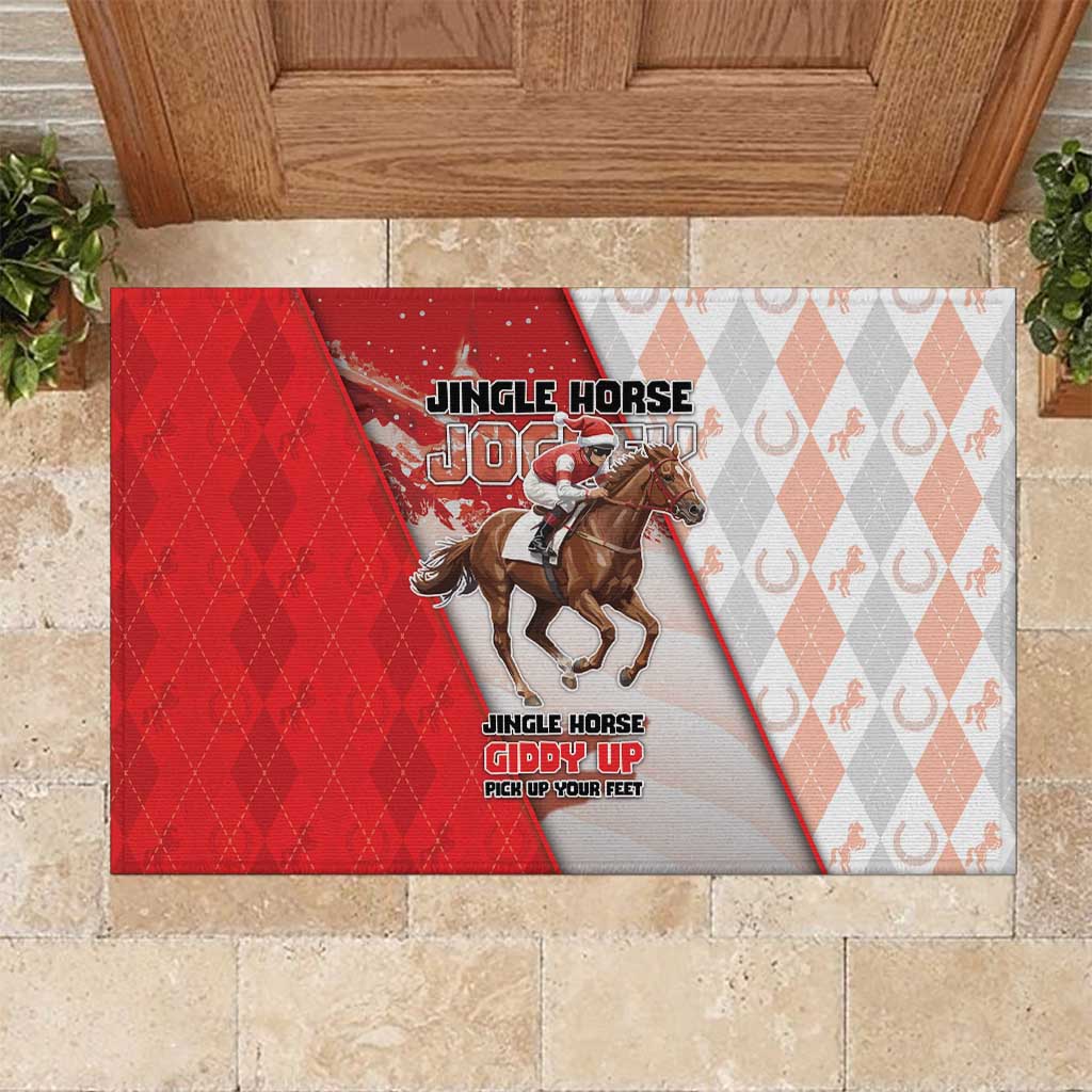 Horse Racing Christmas Rubber Doormat Giddy Up Pick Up Your Feet - Wonder Print Shop